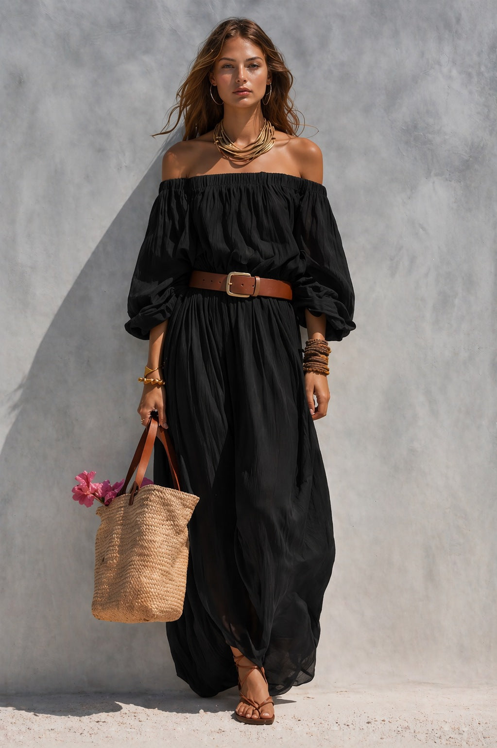 Women's Boat-Neck Sleeveless Maxi Dress