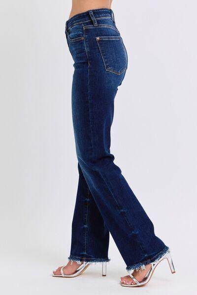 Judy Blue Full Size Raw Hem Straight Leg Jeans for Women