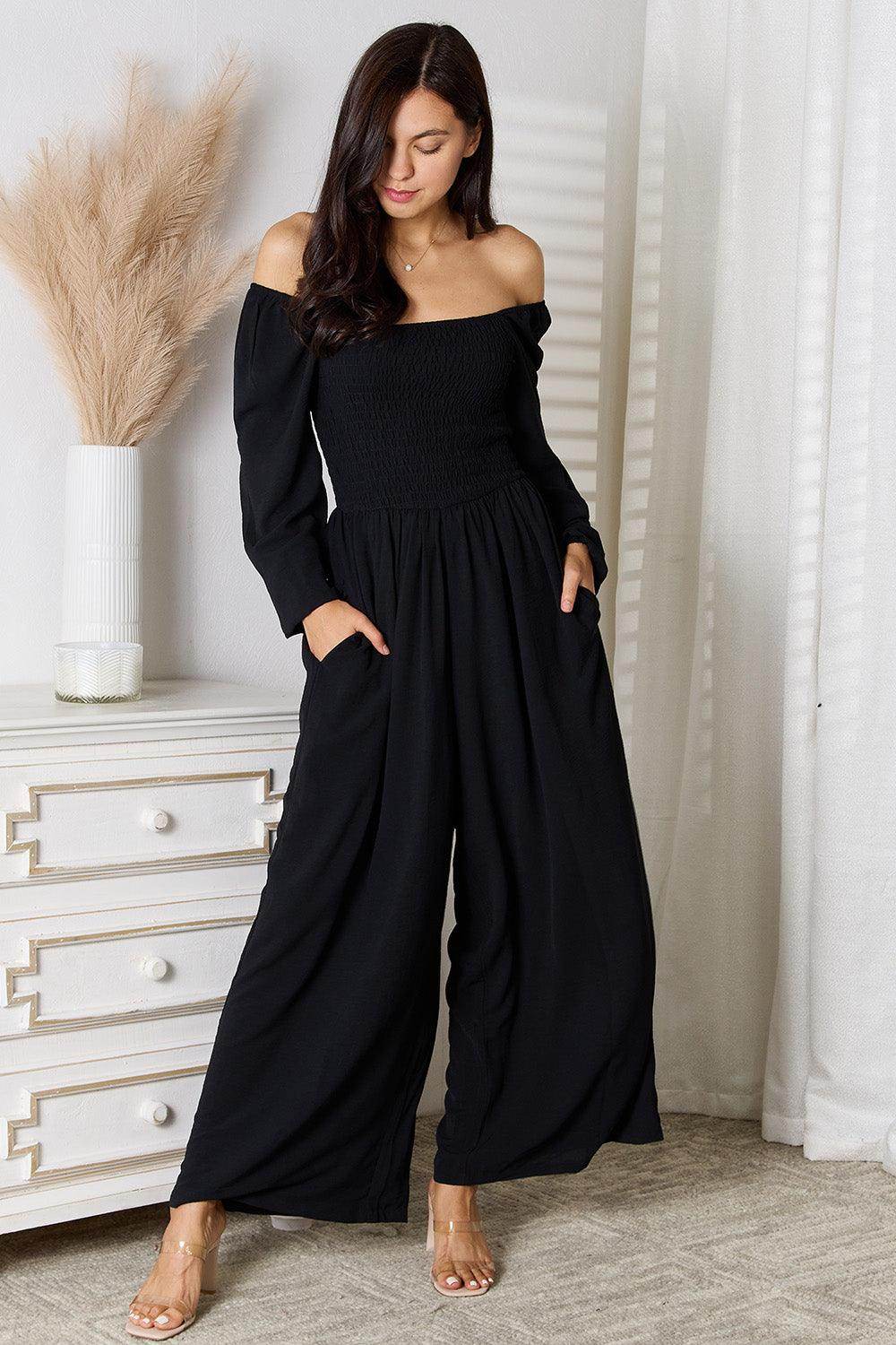 Double Take Square Neck Jumpsuit with Pockets for Women
