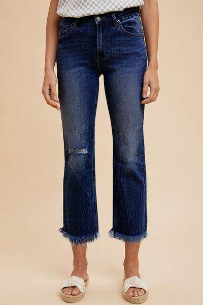 Annie Wear Distressed Raw Hem Cropped Straight Leg Jeans
