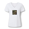 Women's V-Neck Tee — 'Stronger Than Ever' Camo Patch Graphic