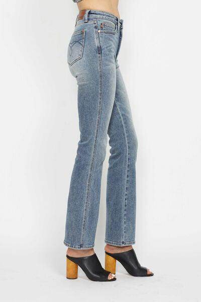 Judy Blue Full Size Tummy Control Back Embroidered Bootcut Jeans Plus Size