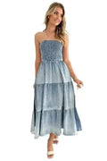 Women's Denim Fashion Dress - Sexy Sleeveless with Side Pockets