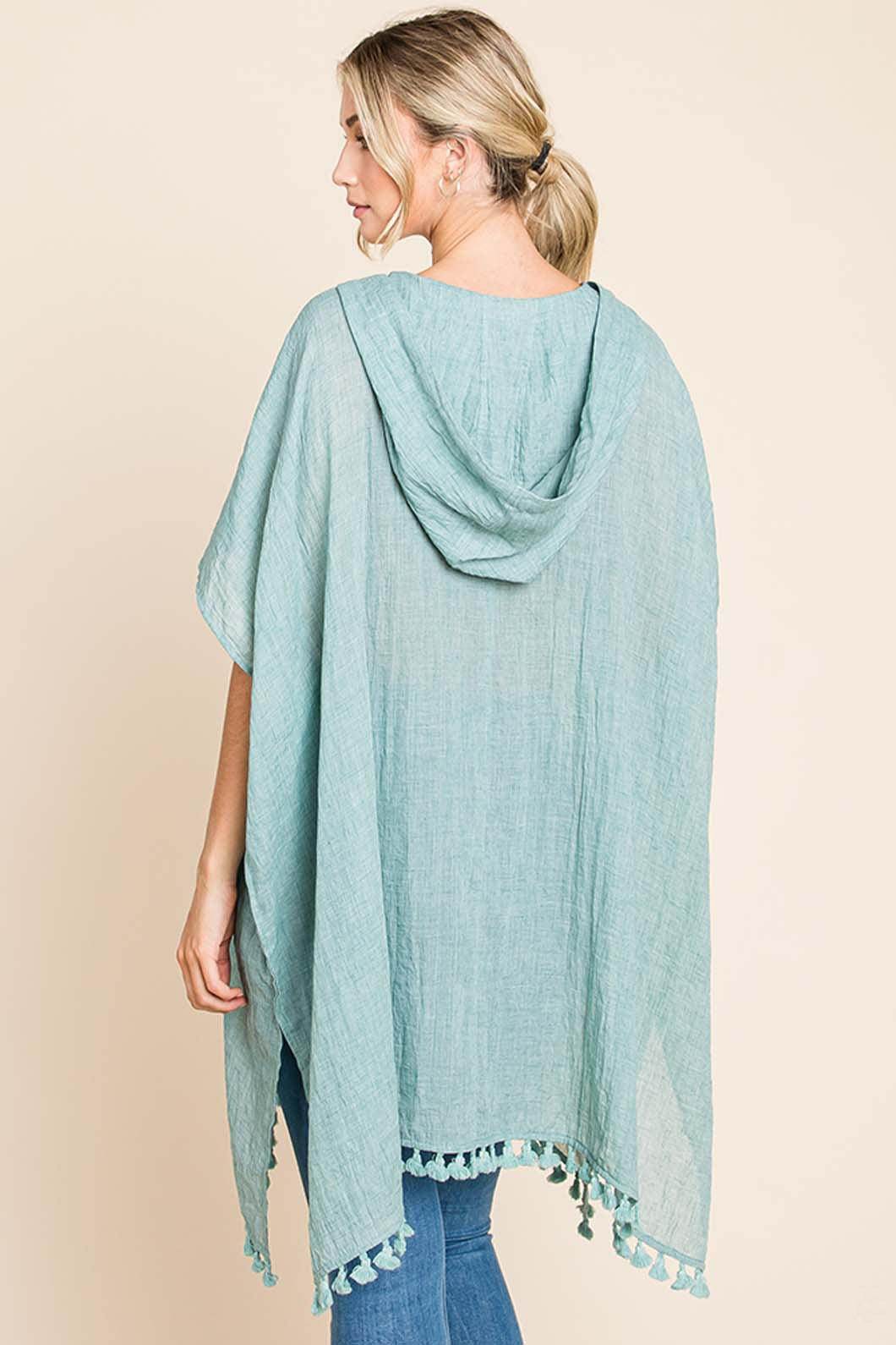 Cotton Bleu by Nu Label Tassel Hem Hooded Cover Up Dress