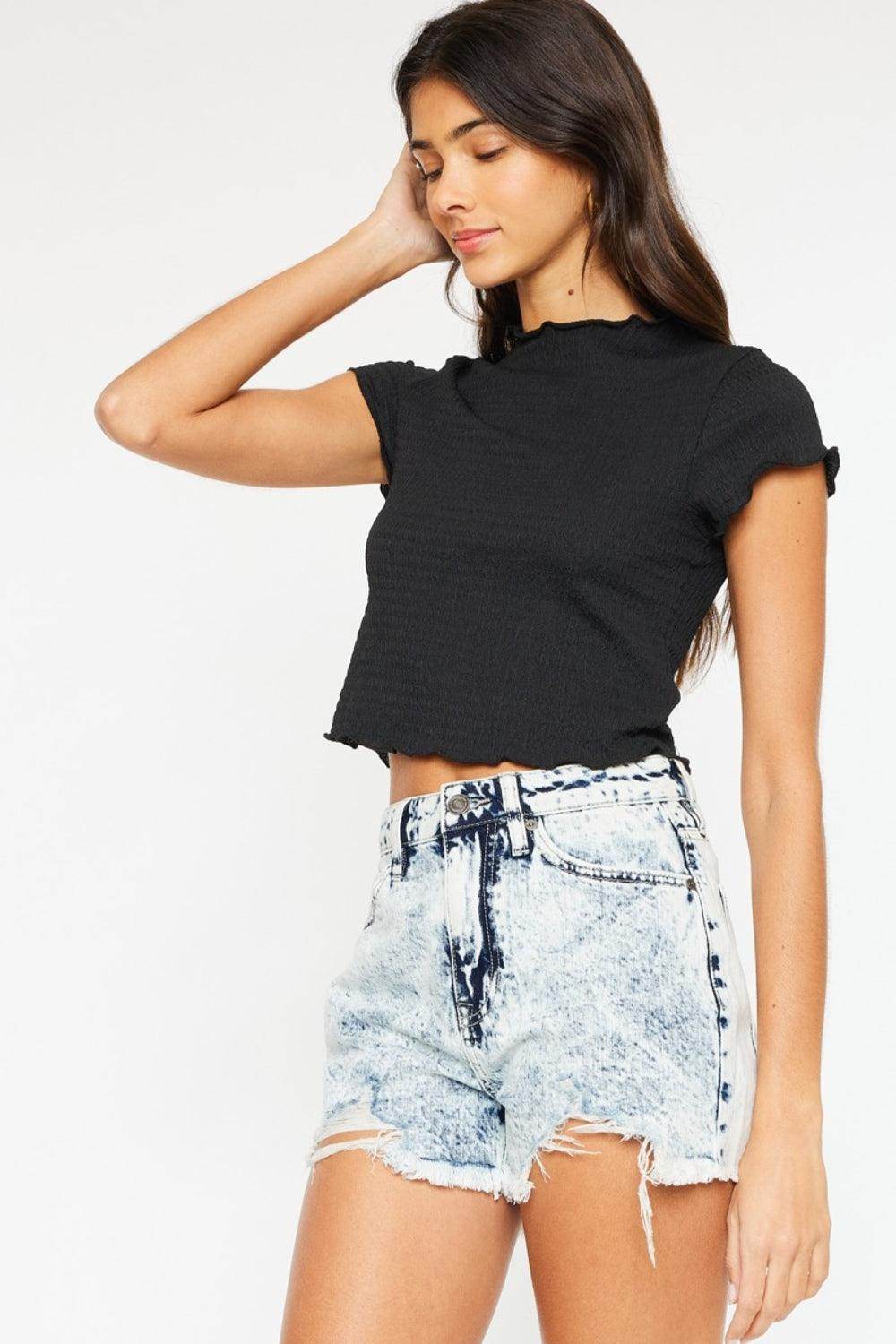 Kancan Full Size Distressed High Waist Denim Shorts for Women