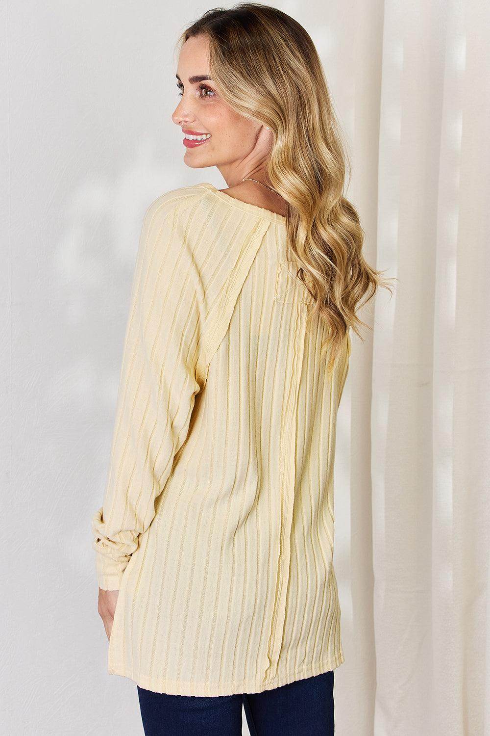 Basic Bae Full Size Ribbed Round Neck Slit T-Shirt for Women