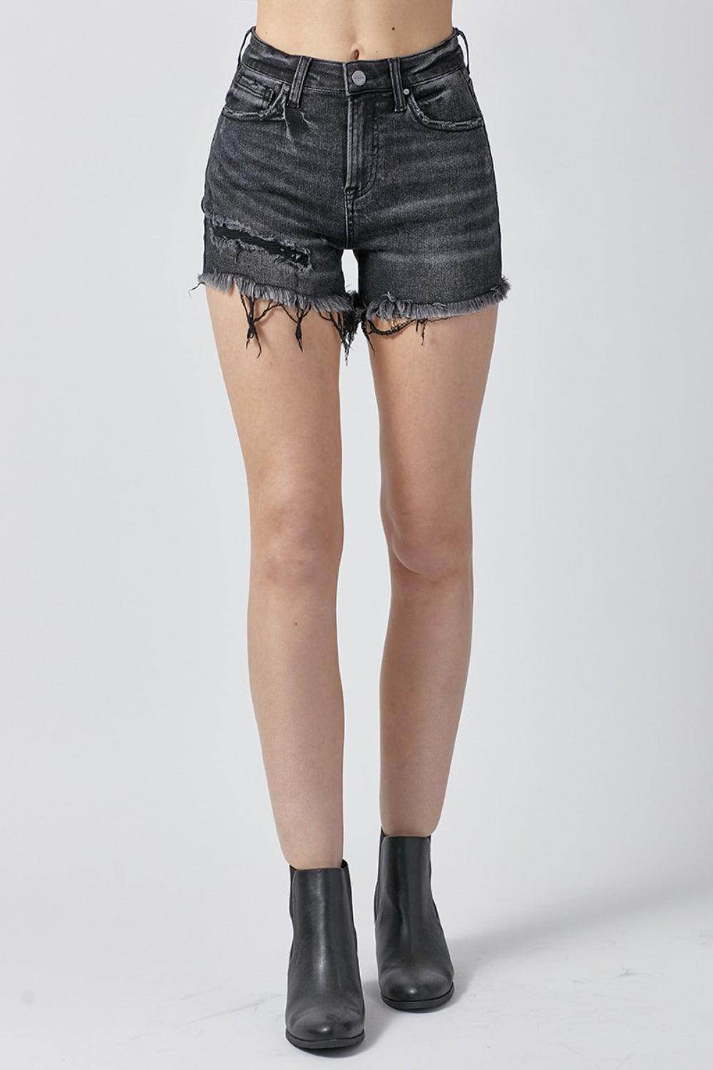 RISEN Raw Hem Denim Shorts with Pockets for Women