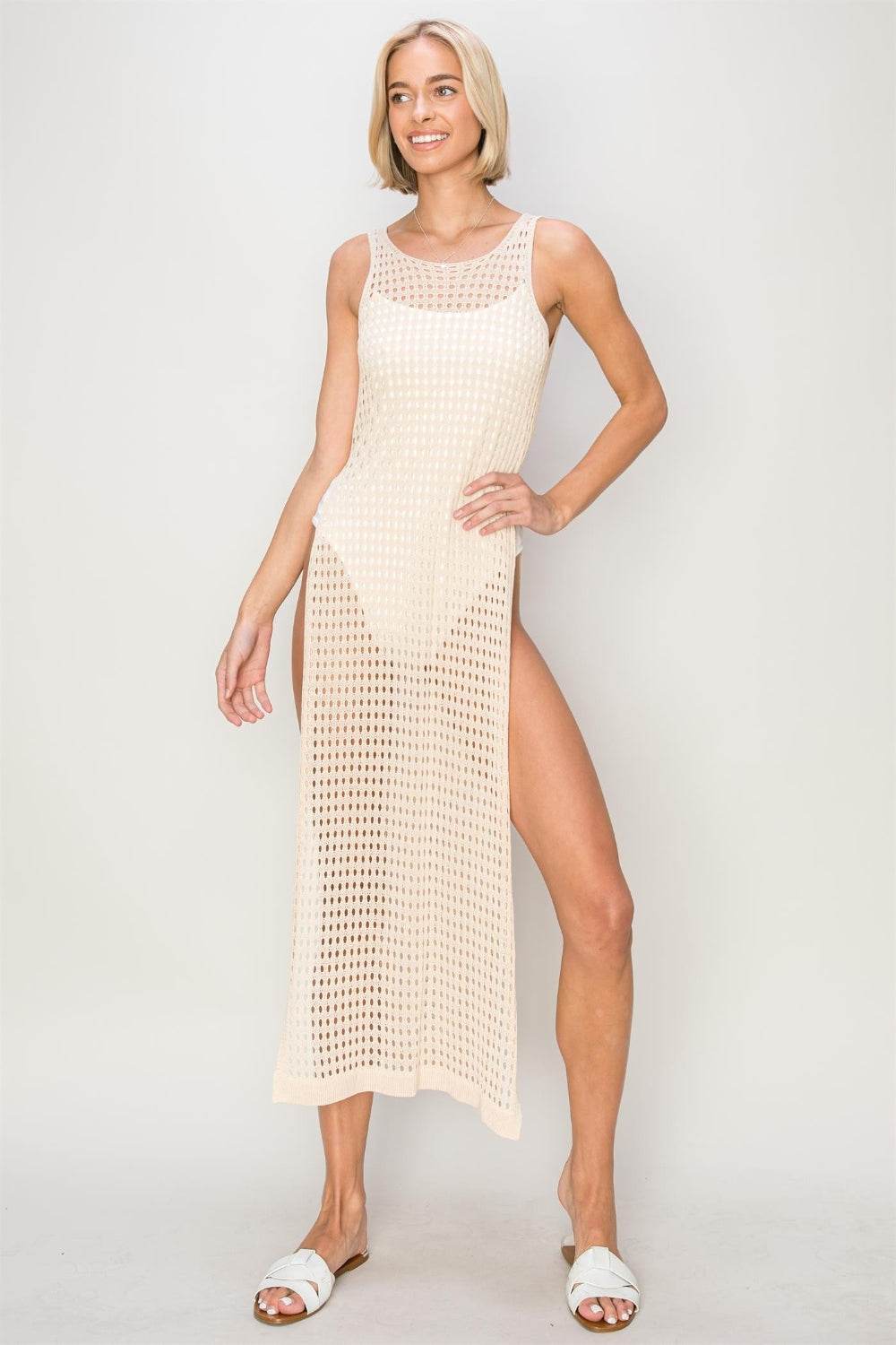 HYFVE Crochet Backless Cover Up Dress For Women