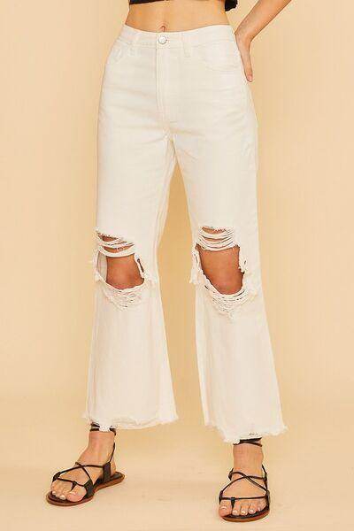 Annie Wear Distressed Raw Hem Jeans for Casual Style
