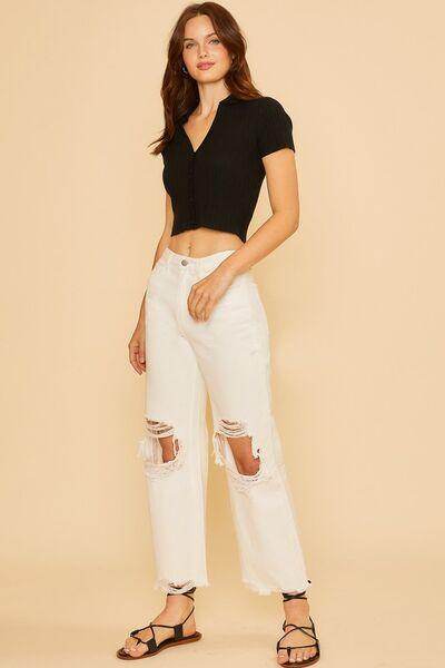 Annie Wear Distressed Raw Hem Jeans for Casual Style