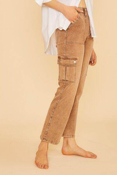 Annie Wear Straight Leg Jeans with Cargo Pockets for Women
