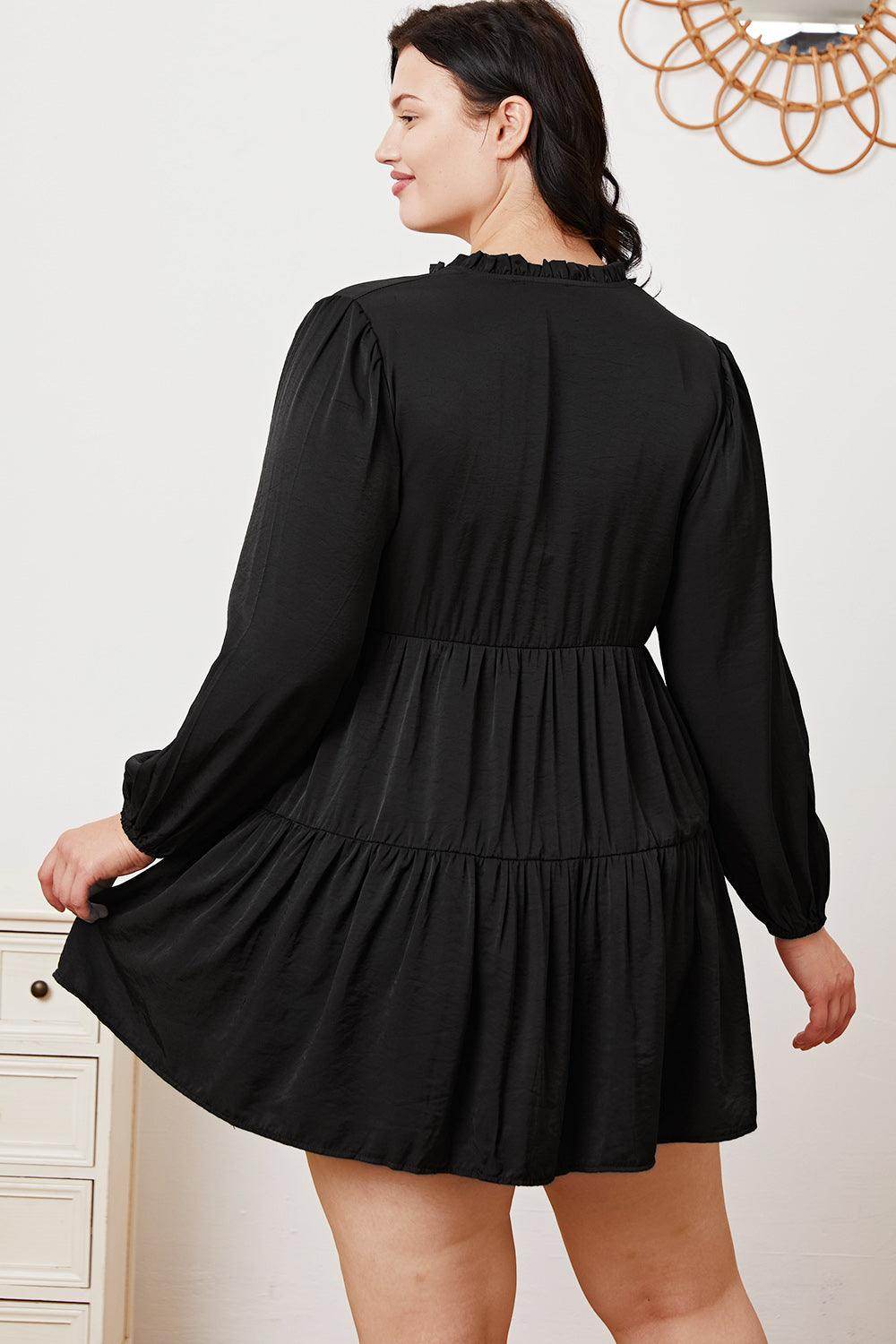 Ruffled Button Up Long Sleeve Tiered Shirt for Women