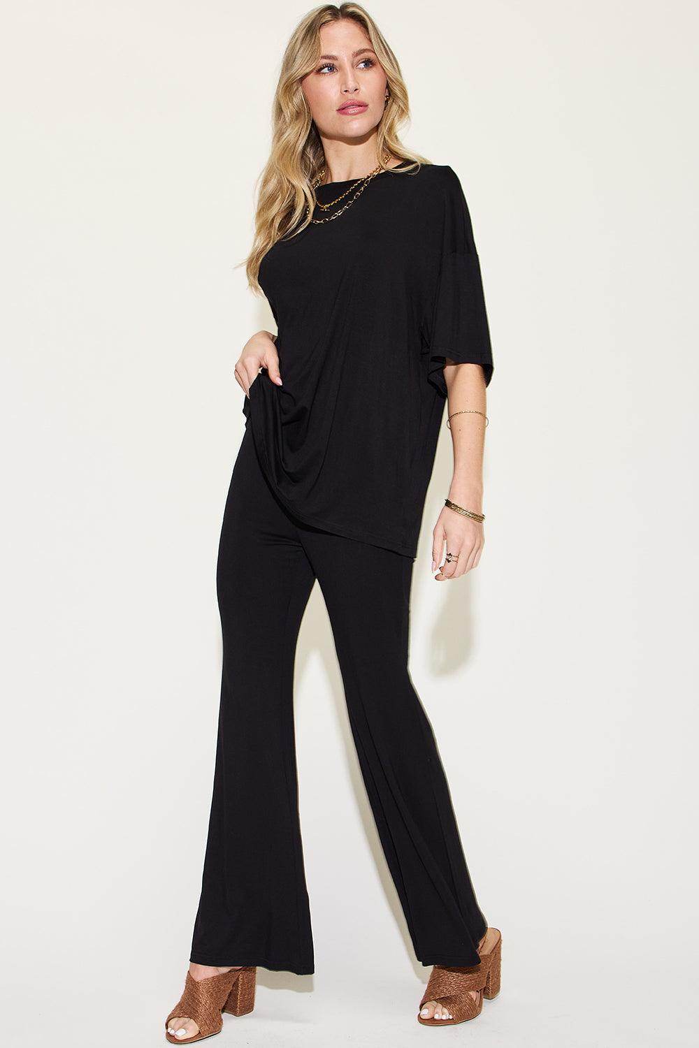 Basic Bae Full Size Bamboo Drop Shoulder T-Shirt Set