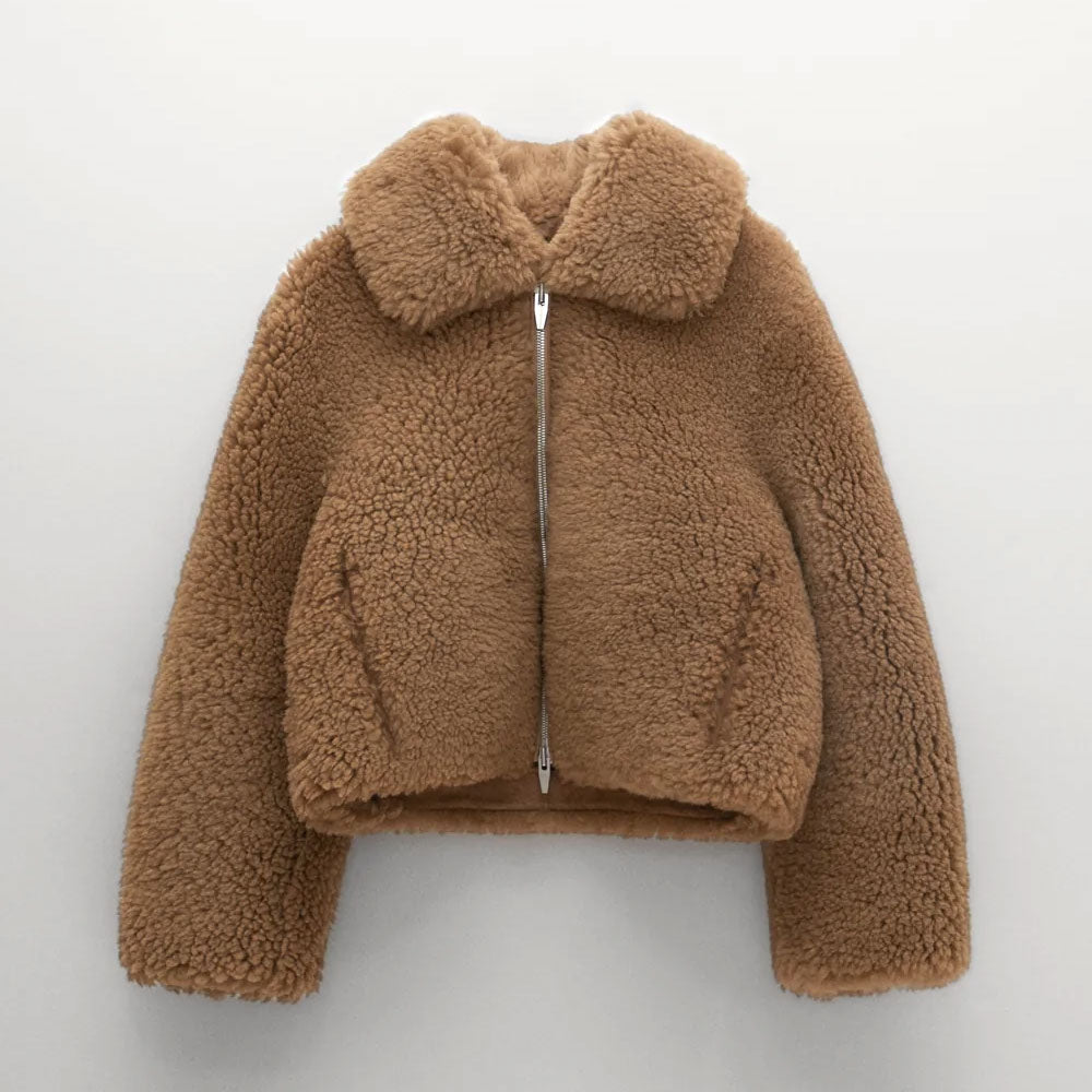 Women’s Brown Fur Shearling Leather Jacket