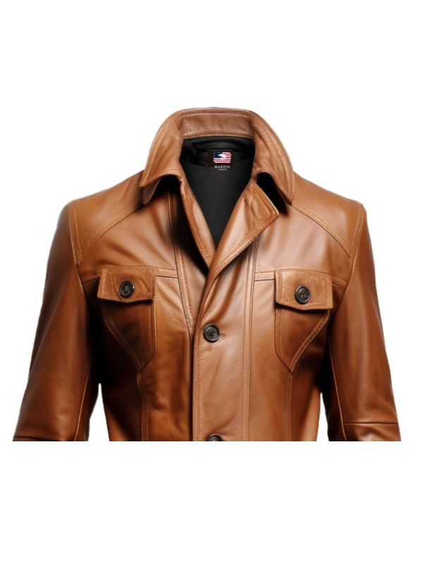 Men Stylish Brown Leather Coat – Men Leather Coat