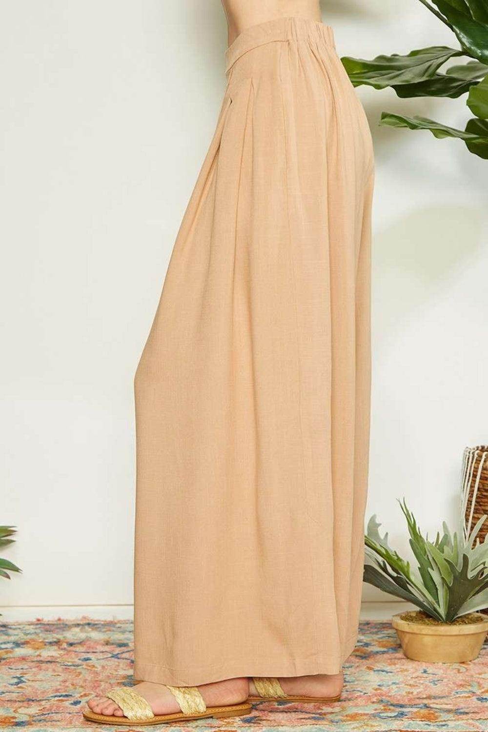 Mittoshop Wrap Pleating Detail Wide Leg Pants for Women