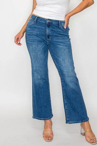 Bytos Full Size Cat's Whiskers Mid Rise Ankle Jeans For Women
