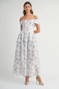 High End MABLE Floral Printed Off Shoulder Maxi Dress