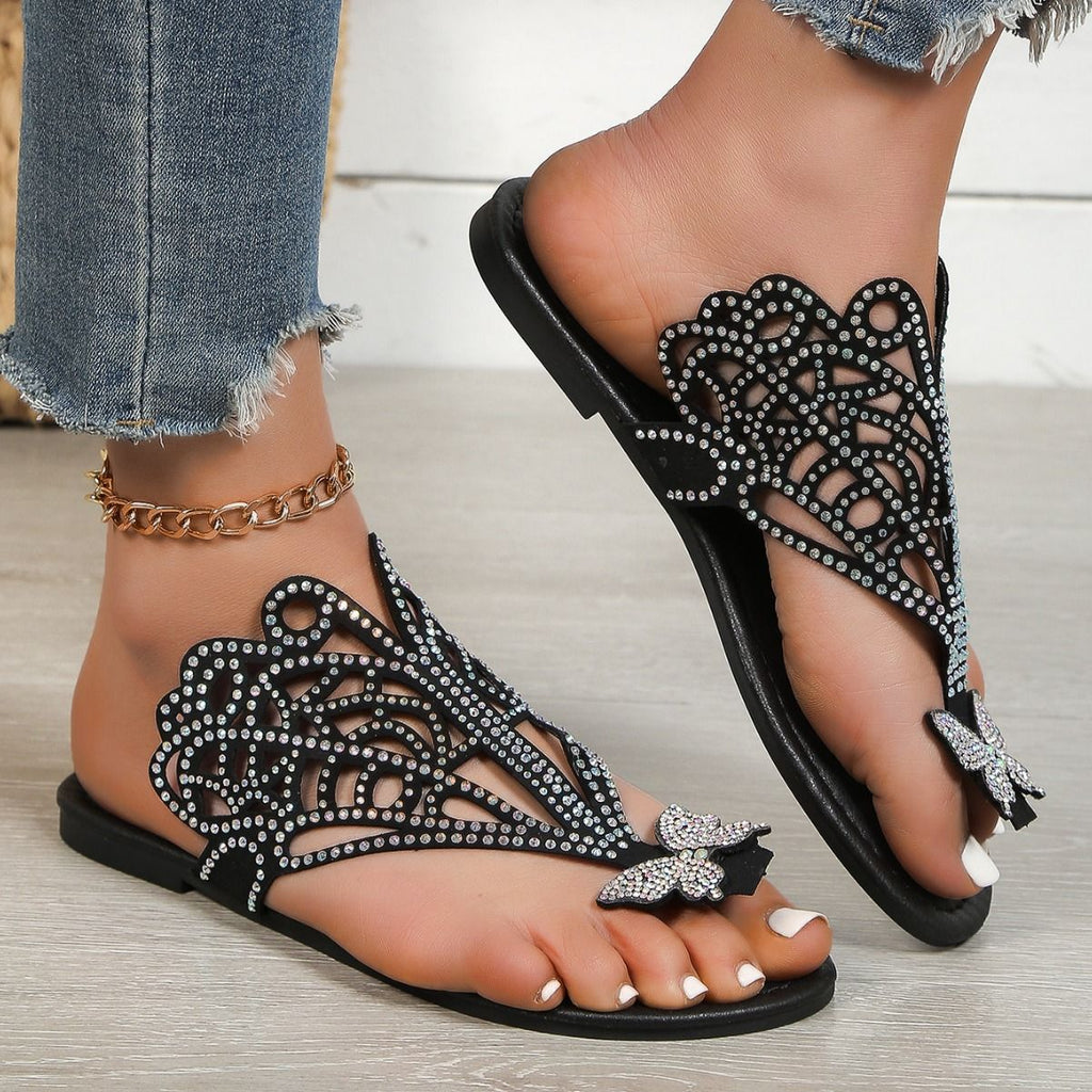 Women's Rhinestone Flat Sandals