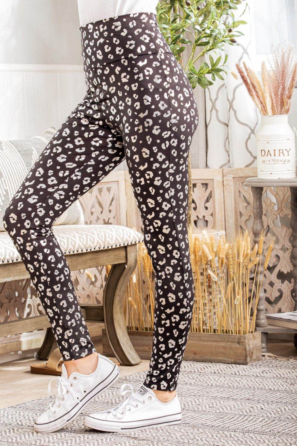 Heimish Full Size Leopard High Waist Leggings for Women