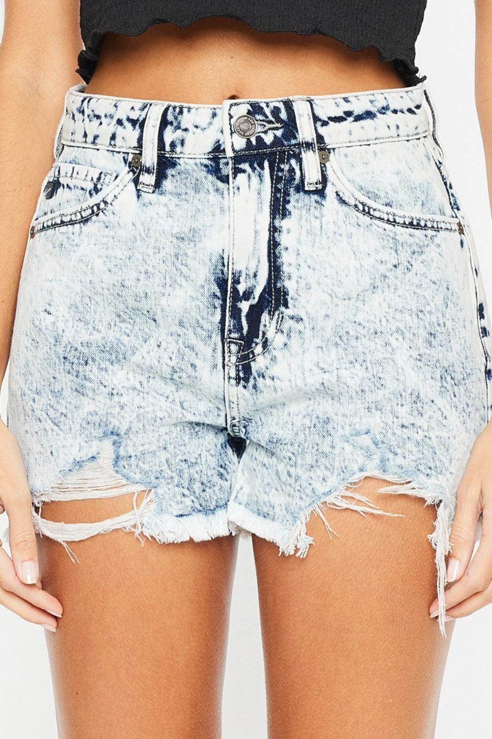 Kancan Full Size Distressed High Waist Denim Shorts for Women