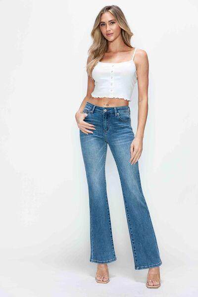 bytos Full Size Cat's Whiskers Bootcut Jeans for Women