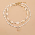 2pcs/set Summer Natural Sea Shell Choker Necklace Beads Chain for Woman