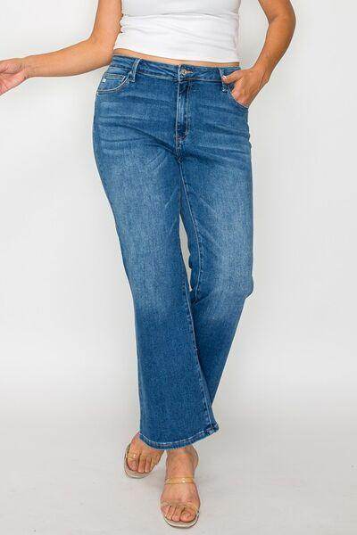 Bytos Full Size Cat's Whiskers Mid Rise Ankle Jeans For Women