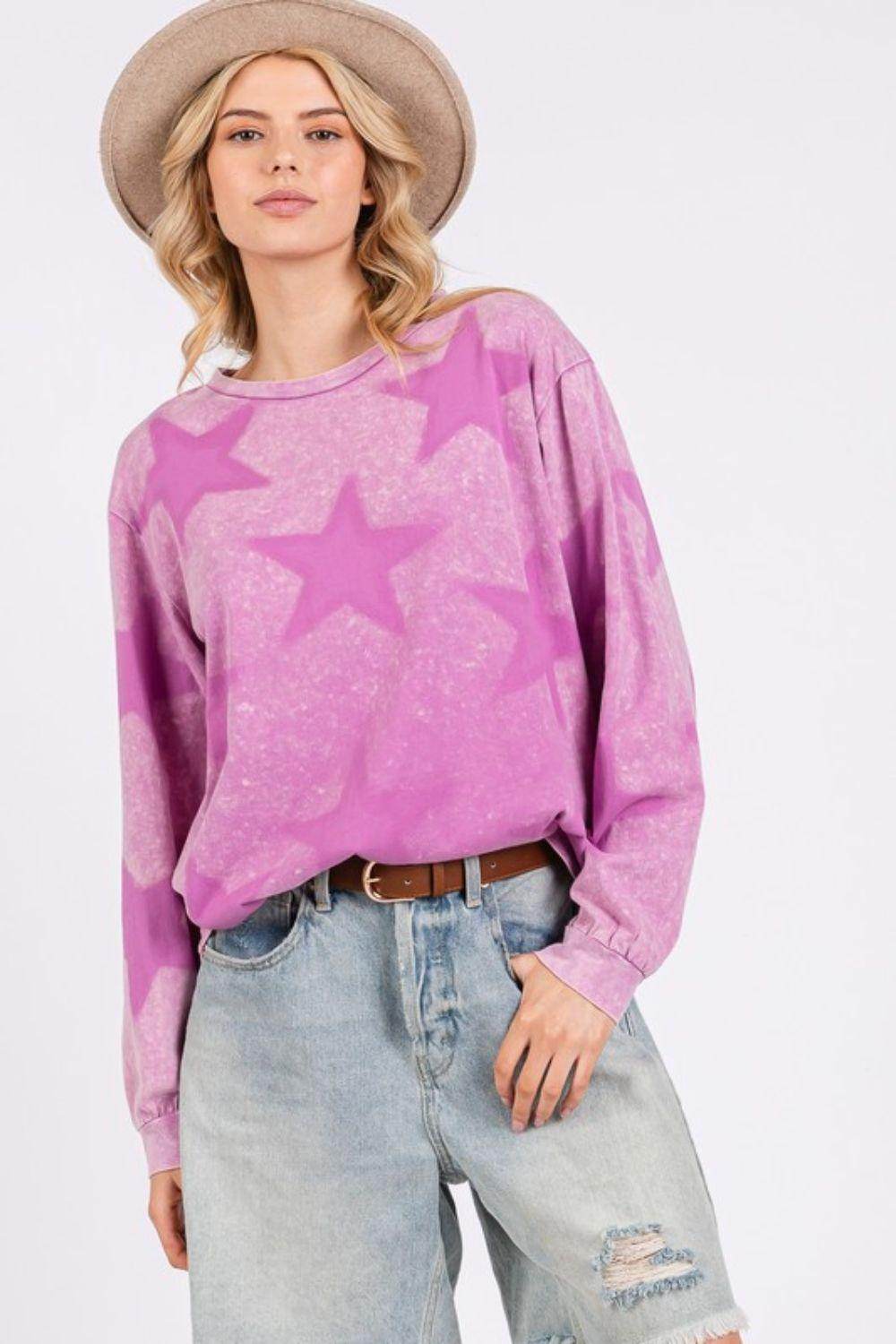 SAGE + FIG Mineral Wash Star Pattern T-Shirt for Women