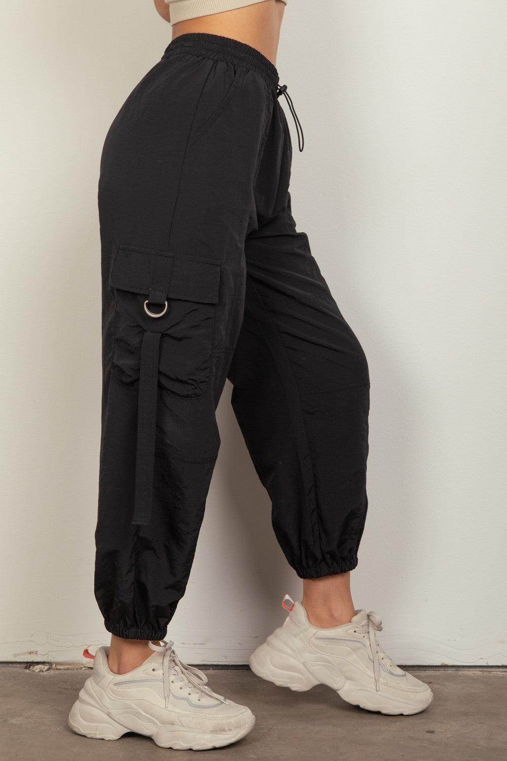 Very J Elastic Waist Woven Cargo Pants for Trendy Style