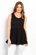 Be Stage Ruffled Sleeveless Babydoll Top for Summer Style
