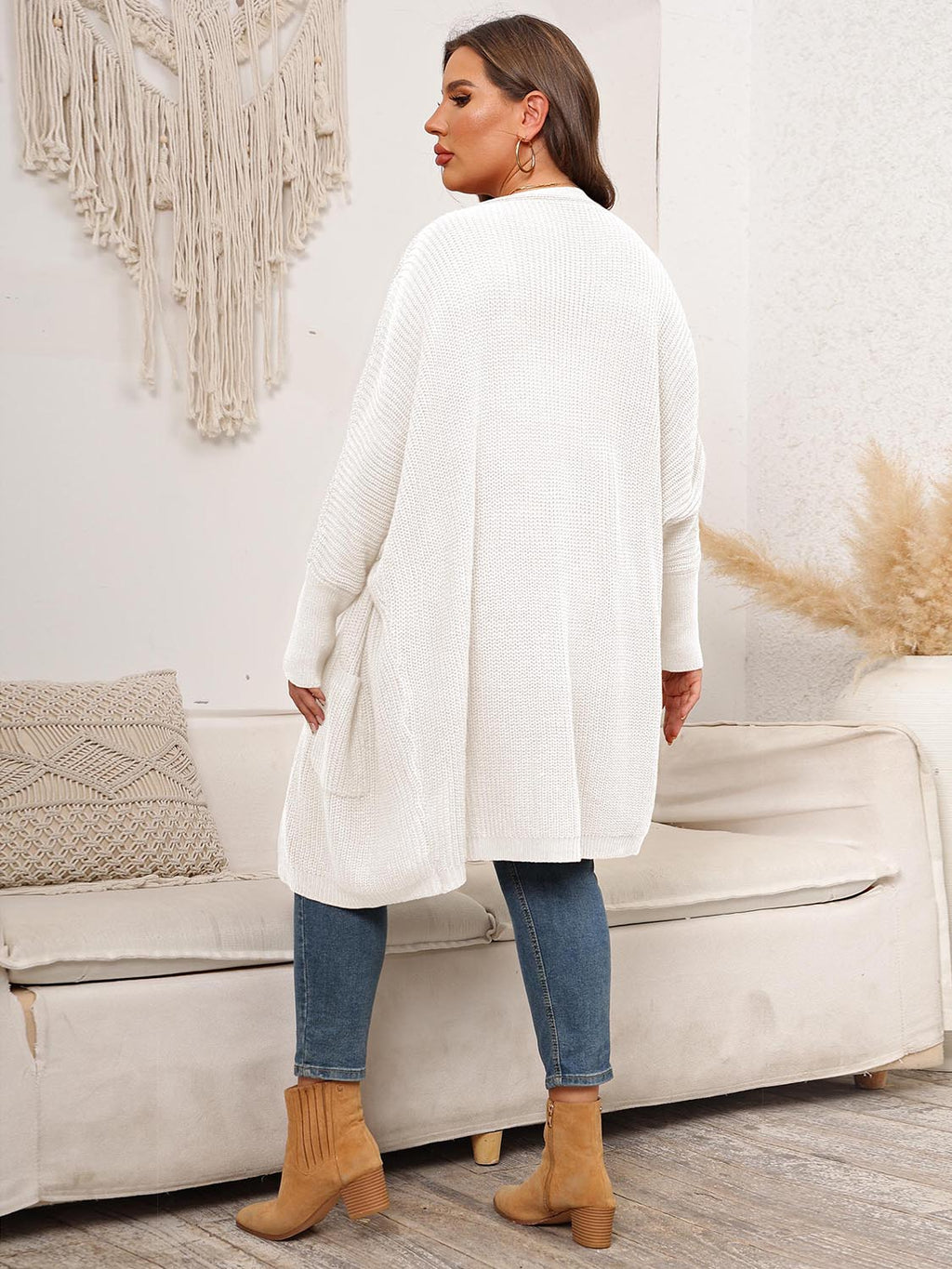 Open Front Cardigan With Pockets