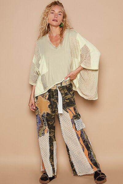 POL High-Low Contrast V-Neck Top for Stylish Outfits