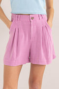 HYFVE High Waist Pleated Linen Shorts for Stylish Comfort