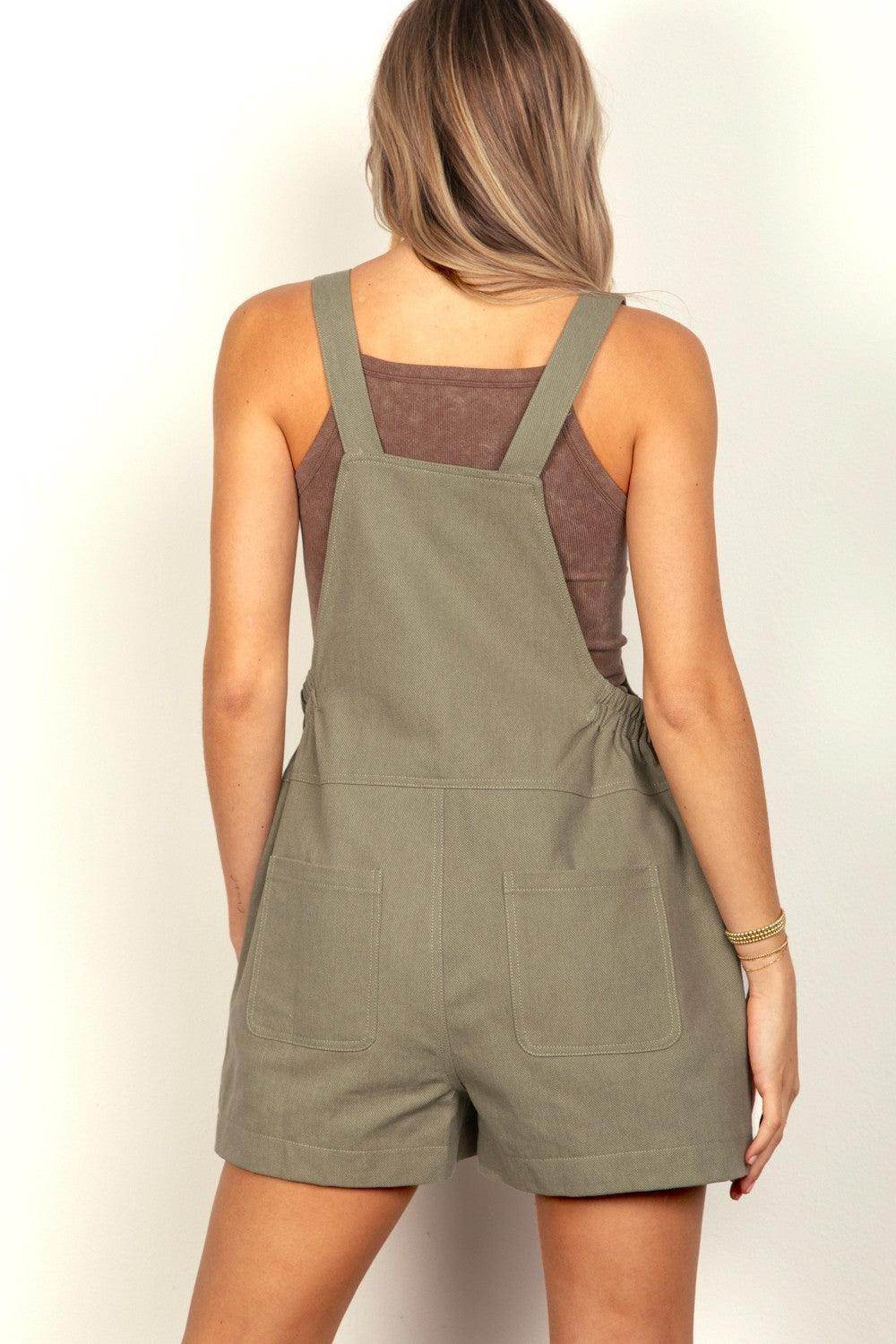 Very J Adjustable Suspender Overalls with Pockets for Women
