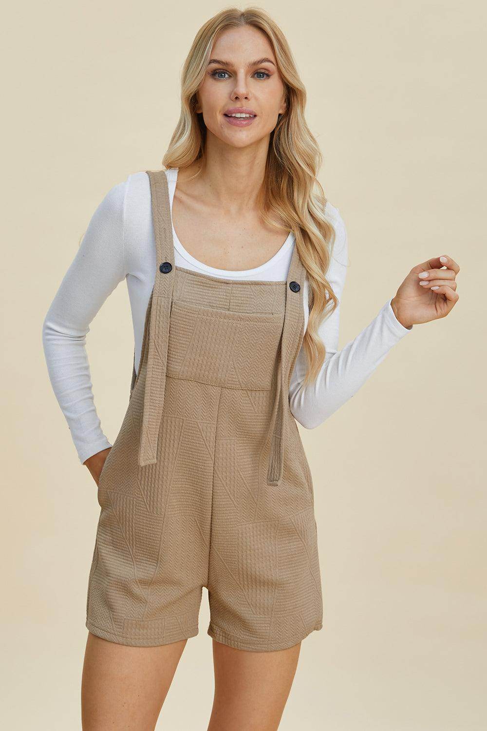 Double Take Full Size Texture Sleeveless Romper for Women