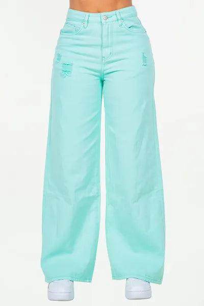 American Bazi High Waist Distressed Wide Leg Jeans Women