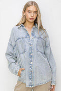 RISEN Button Up Long Sleeve Shacket for Stylish Layering