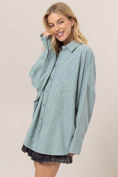 HYFVE Stripe Button Down Long Sleeve Oversized Shirt Chic