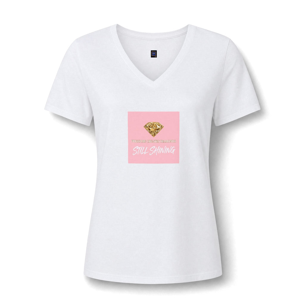 Women's V-Neck Tee —  Pressure Creates Diamonds Design
