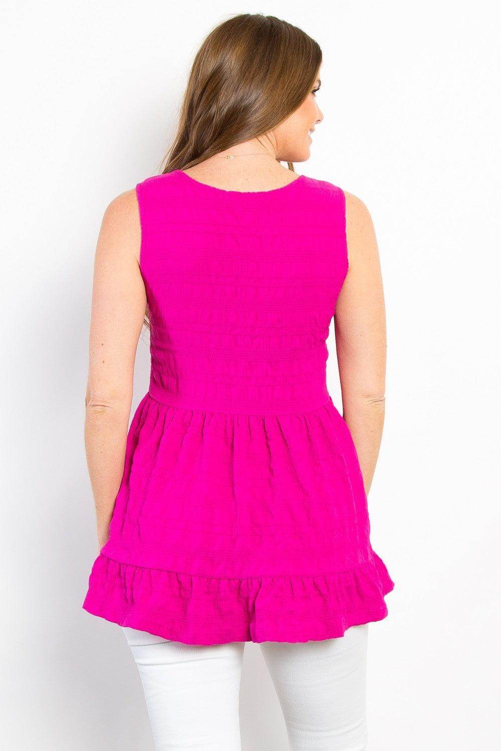 Be Stage Ruffled Sleeveless Babydoll Top for Women