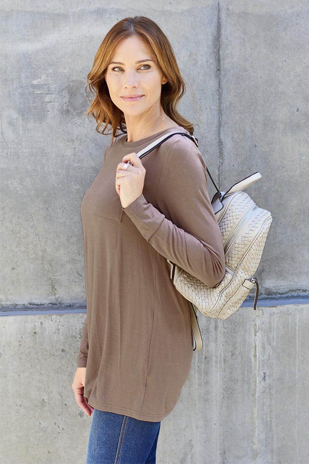 Basic Bae Full Size Round Neck Long Sleeve Top for Women