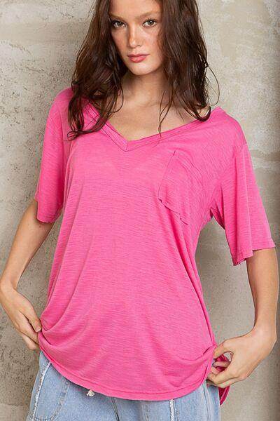 POL V-Neck Short Sleeve T-Shirt for Casual Everyday Wear
