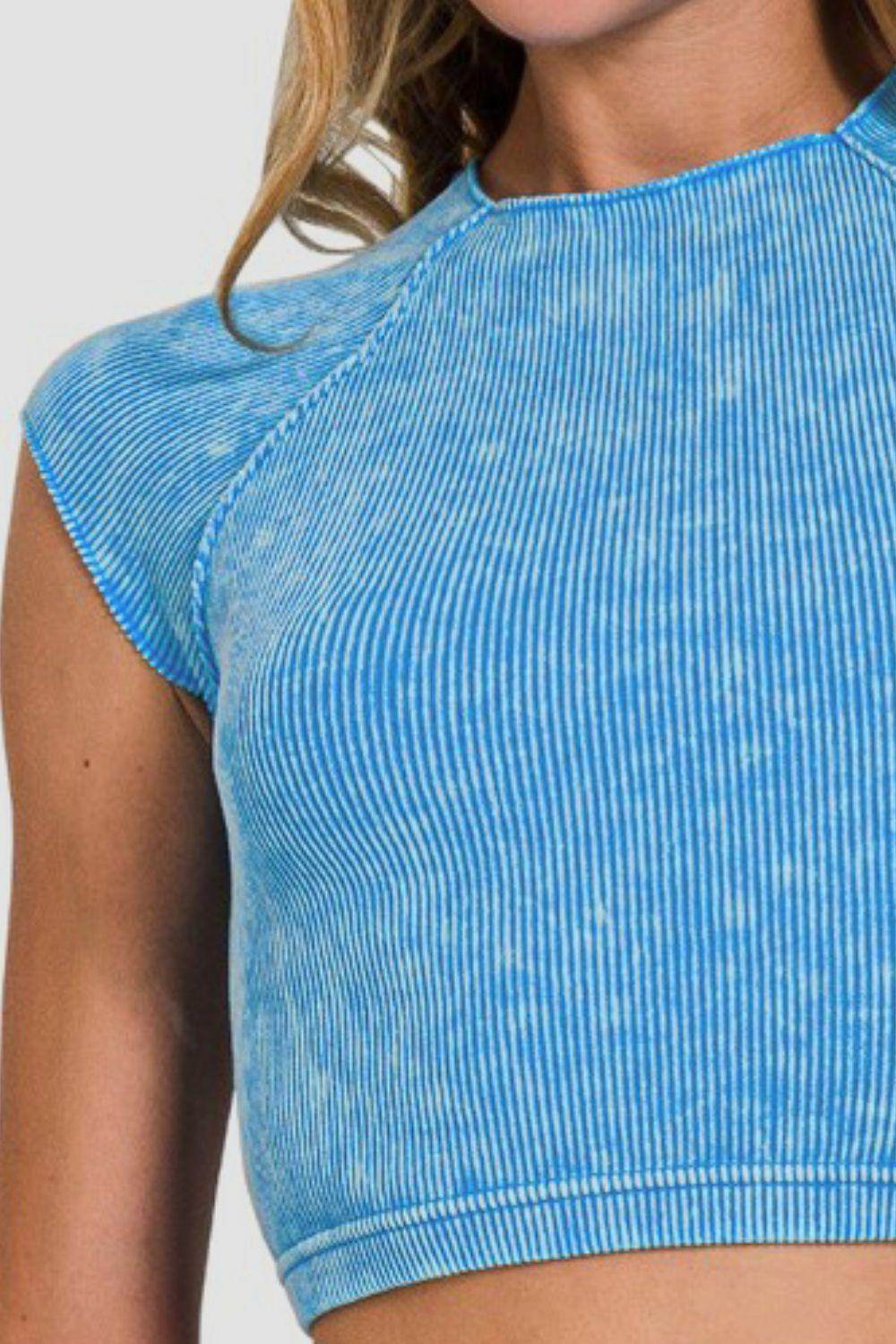 Zenana Ribbed Round Neck Cropped Top for Stylish Outfits