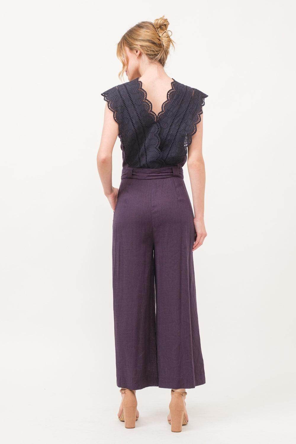 And The Why Laced Surplice Tie Waist Jumpsuit For Women