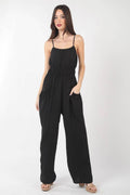Very J Pintuck Detail Woven Sleeveless Jumpsuit Chic