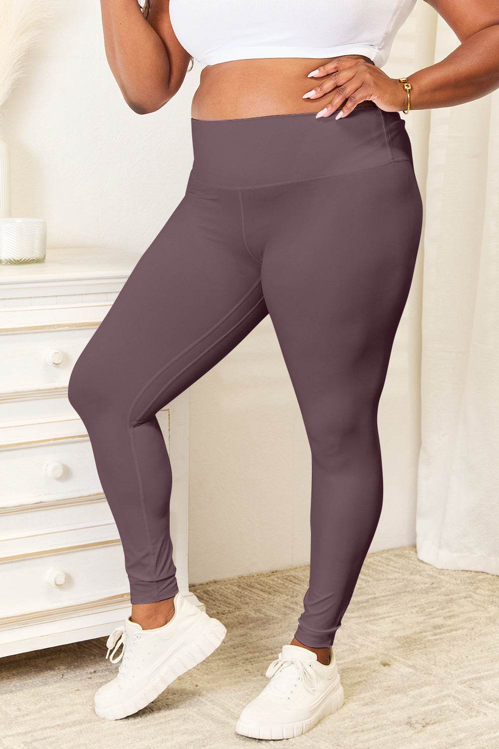 Double Take Wide Waistband Sports Leggings for Women