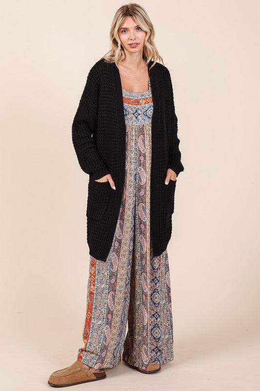 Mittoshop Open Front Long Sleeve Longline Cardigan for Women