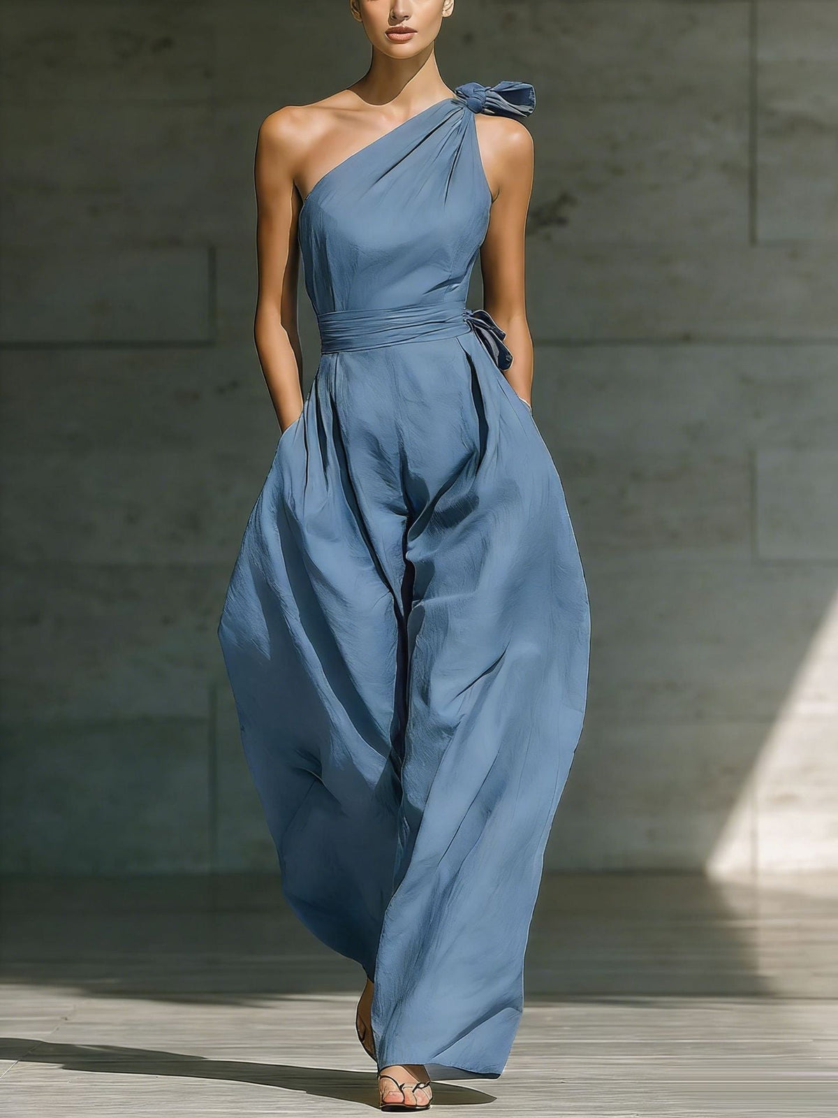 Women's Sleeveless Halter Neck Cinched Waist Slim Jumpsuit – 6 Colors S–2XL