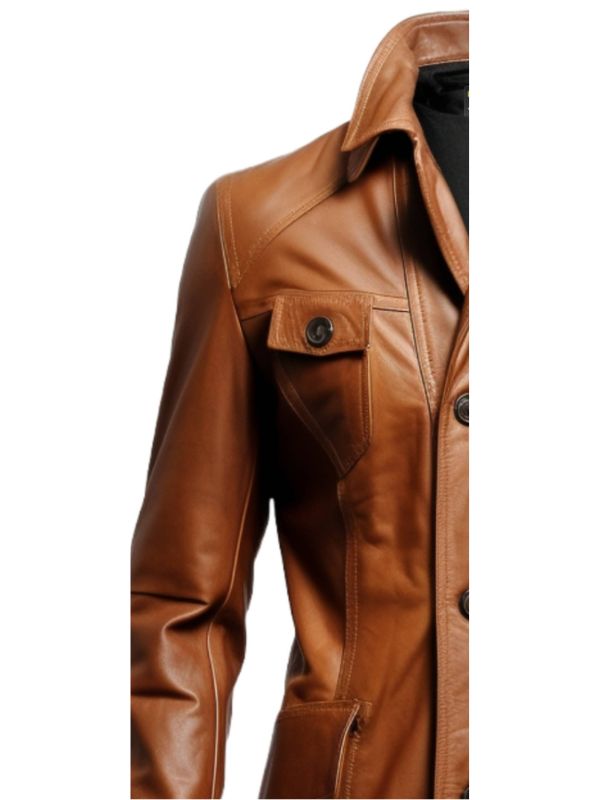 Men Stylish Brown Leather Coat – Men Leather Coat